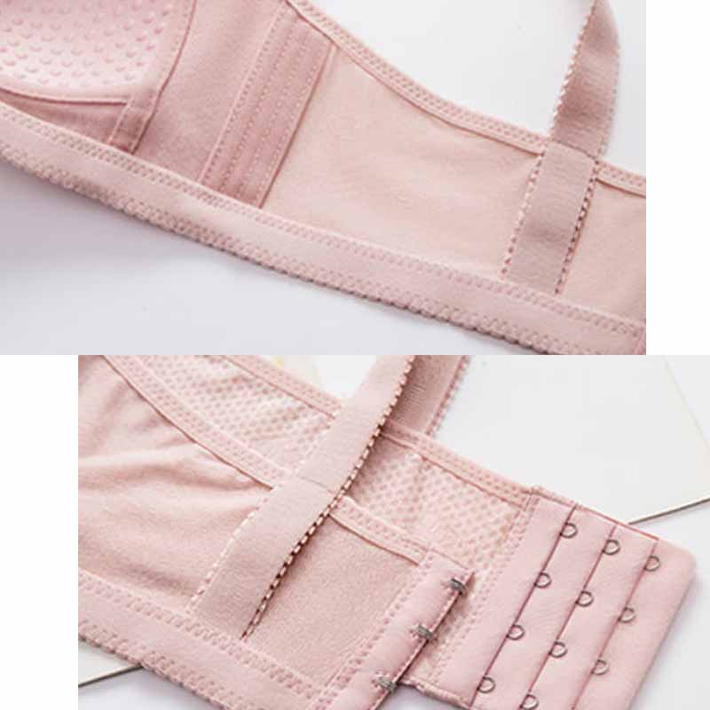 Middle-aged and Elderly Women's Large Size Thin Section Simple Breathable Underwear Anti-sagging Gather No Steel Ring Side Cotton Jacquard Bra