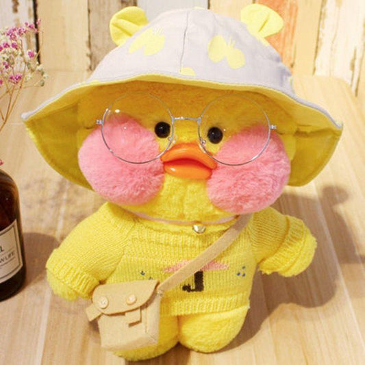 Children's Lovely Little Duck Plush Toys Soft Wear Sweater and Hat Duck Dolls Cute Glasses Shoulder Bag Plush Ducks Doll Kid's Birthday Gifts