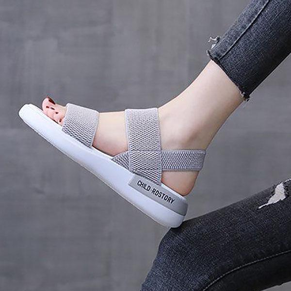 Women's Sports Sandals Summer Students Flat-bottomed Non-slip Outer Wear Fairy Style All-match Roman Shoes