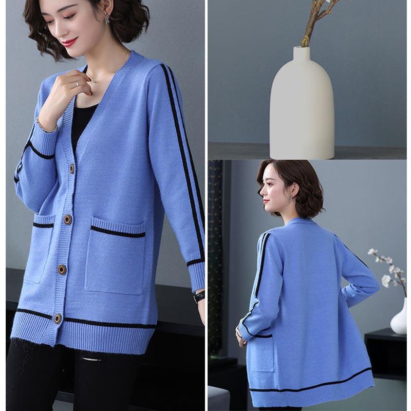 Sweater Coat Women's Medium Long Loose Large Size Spring Outer Shawl Knitted Cardigan