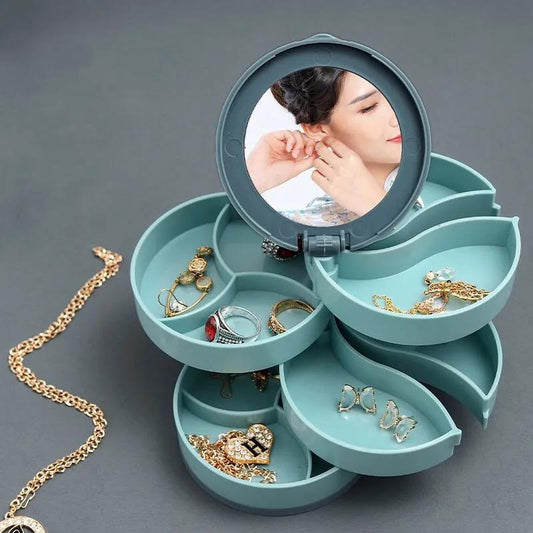 Ewelry Storage Box Multi-layer Rotating Earrings Earrings Hairpins Headdresses Head Ropes Simple Small and Delicate Finishing Boxes