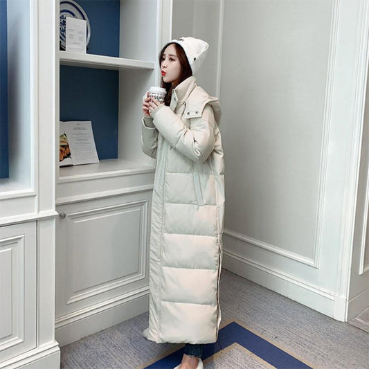 Women's Mid-length Down Jacket Winter Korean Loose Cotton Clothes Casual Hooded Padded Jacket Quilted Jacket