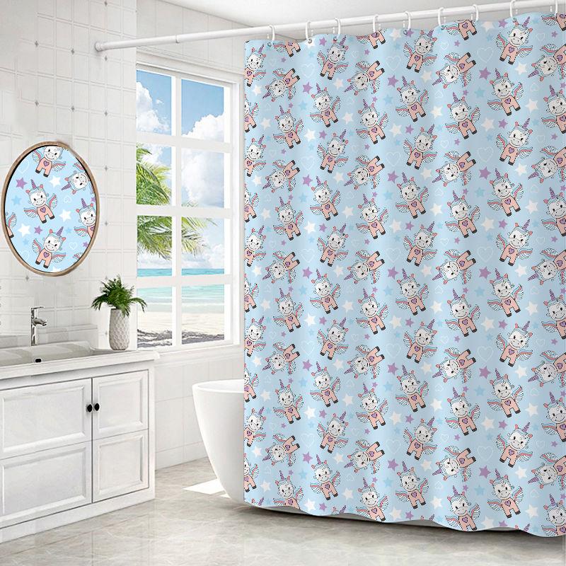 Toilet Waterproof Shower Curtain 150*200cm Perforated Waterproof and Mildew-proof Bathroom Partition Curtain Toilet Waterproof Curtain