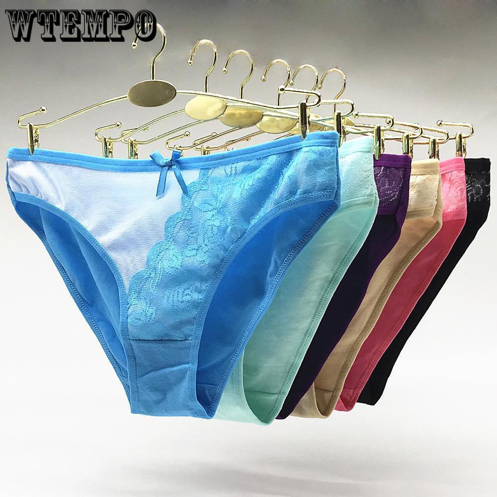 6 pcs/lot Woman Underwear Cotton Sexy Low Rise Knickers Panties Lace Brief Intimates Lingerie