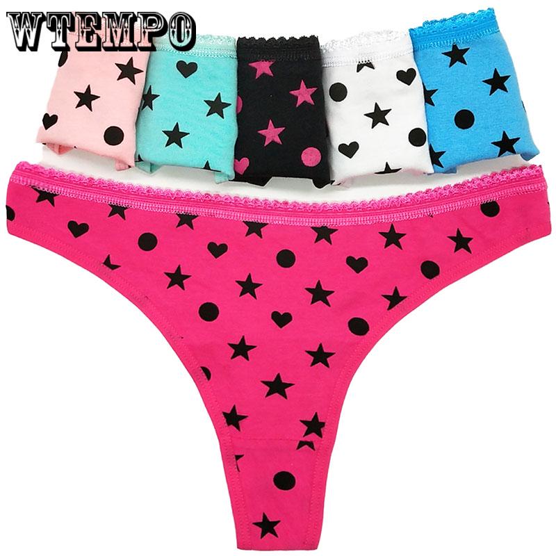 6 Pcs/Lot G-Strings Sexy Thong Underwear Wholesale Ladies Panties Girls Cotton Women Cute dot