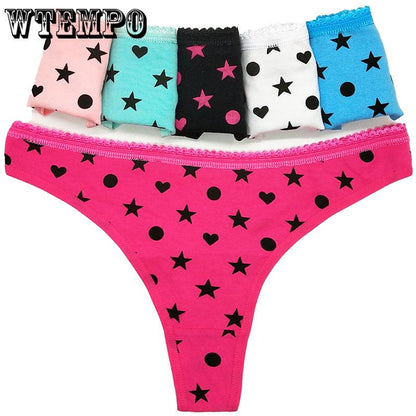 6 Pcs/Lot G-Strings Sexy Thong Underwear Wholesale Ladies Panties Girls Cotton Women Cute dot