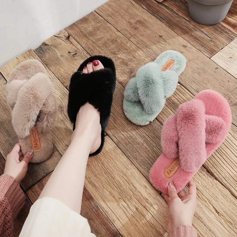 Autumn and Winter Pure Cotton Slippers Indoor Non-slip Soft-soled Shoes Warm Simple Plush Cotton Shoes