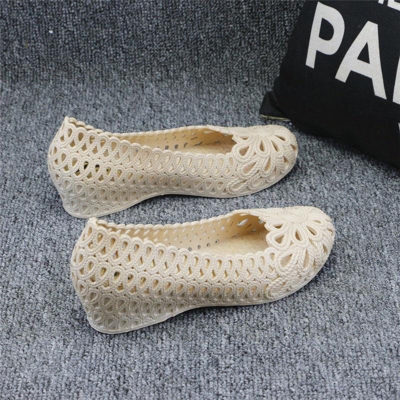 Plastic Sandals Women's White Nurse Shoes Wedges with Holes Shoes Pregnant Non-slip Women's Mother Shoes