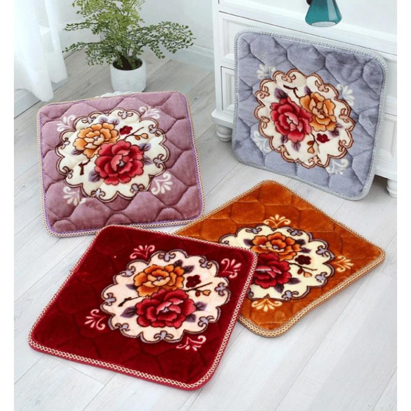 4 Packs Thick Non-slip Plush Cushion Vintage Floral Square Cushion Chair Office Restaurant Chair Cushion Student Classroom Stool Cushion Butt Cushion