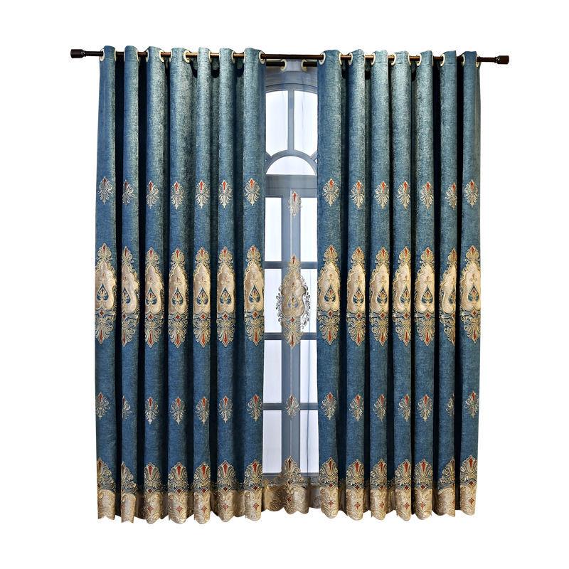 1/2pcs Modern European Style Embroidered Thick Luxury Curtains for Living Room Balcony Bedroom Blackout Curtains