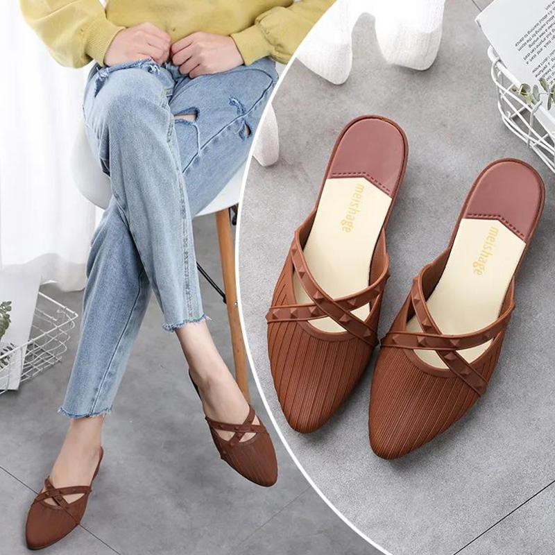 Summer Fashion Women's Semi-slippers, Wear All-match Slope with Cross Straps and Comfortable Lazy Single-shoe Sandals