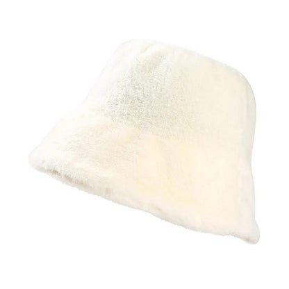 Winter Women's Imitation Rabbit Fur Basin Hat Korean Fashion Tie-dye Fisherman Hat Thick Warm Plush Hat