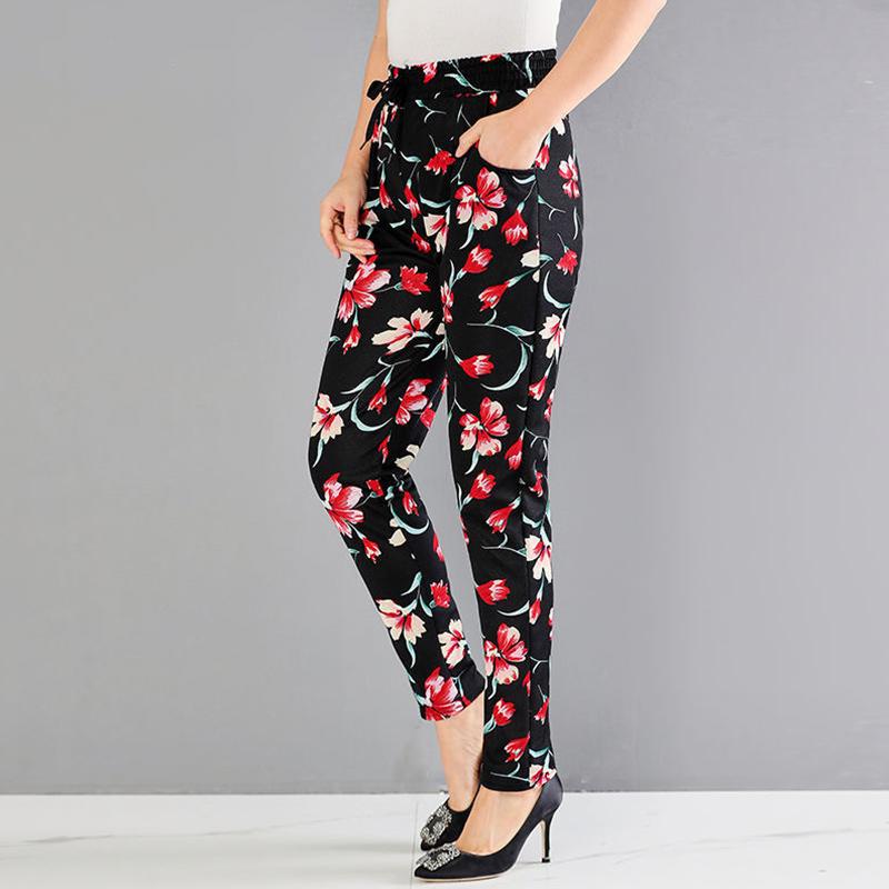 Middle-aged and Elderly Women's Trousers Summer Loose Large Size Stretch High Waist Thin Ladies Casual Trousers