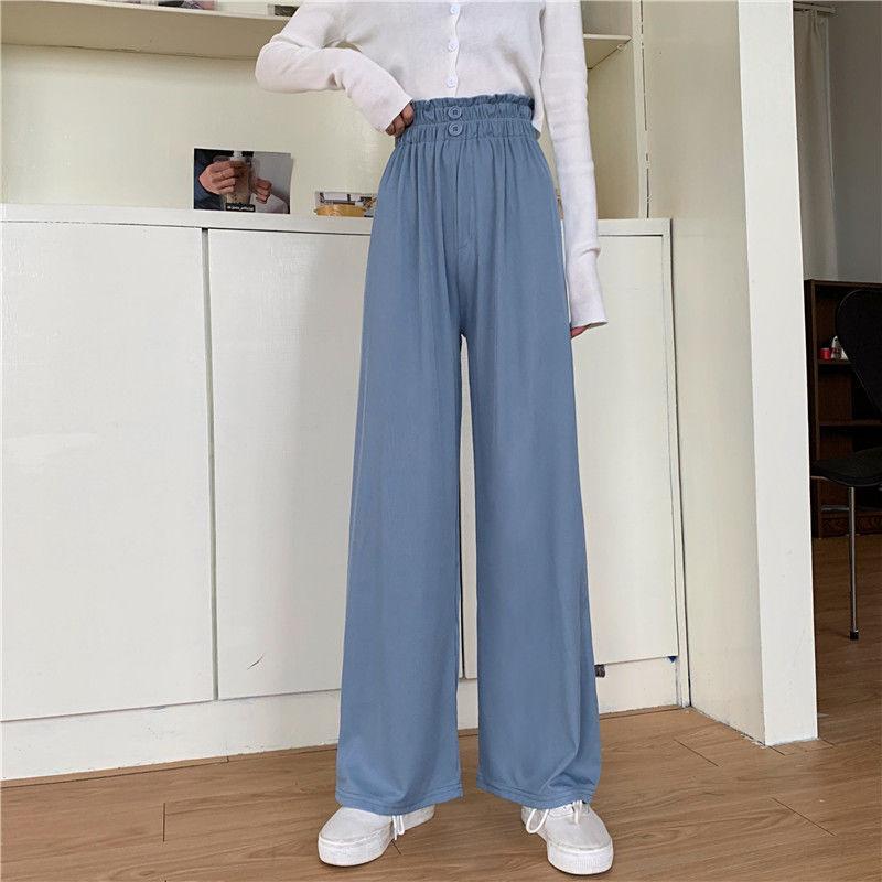 WTEMPO Women's High Waist Casual Pants Super Long Elastic Waist Straight Loose Casual Daily