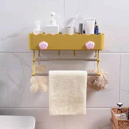 38cm Towel Rack with Hook with Kitchen Storage Rack Bathroom Wall Shelf Bathroom Free Punching Multifunctional Hanging Storage Rack