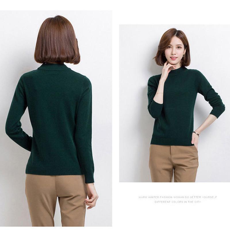 Cashmere Sweater Autumn and Winter Half Turtleneck Bottoming Sweater Women's Wool Sweater Loose Short Knitted Sweater Pullover