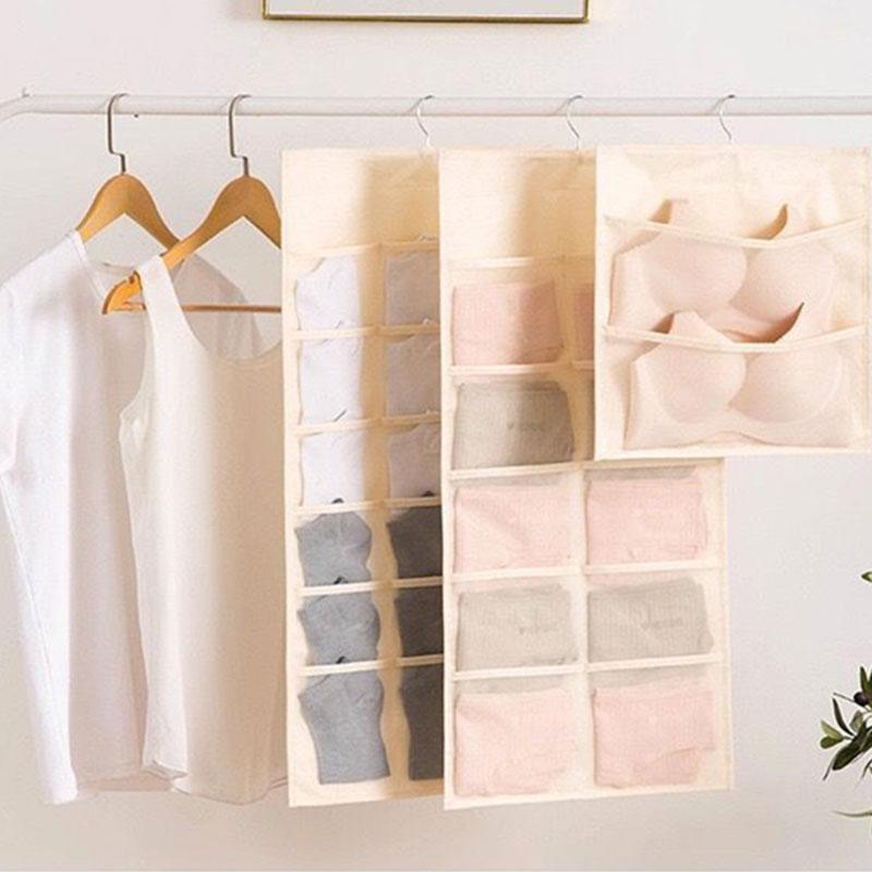 Oxford Cloth Underwear Storage Bag Panties Hanging Bag Wall-mounted Bra Socks Storage Bag Wardrobe Dormitory Hanging Storage Moisture-proof Bag