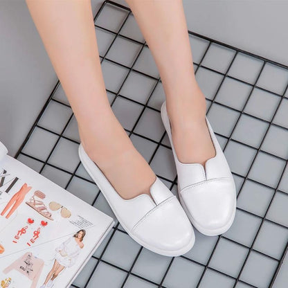 Women's Flat Casual Shoes Cowhide White Shoes Summer One-step Women's Shoes Walking Shoes Soft Sole Mother Shoes