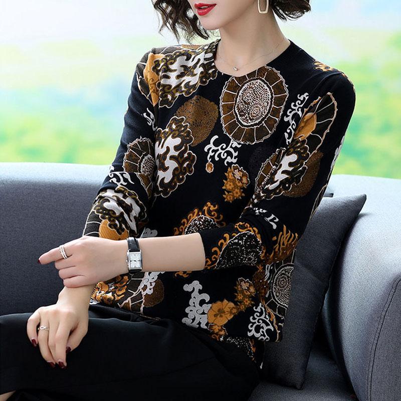 High-end Cashmere Sweater Ethnic Style Autumn Winter Plus Size Vintage Knit Pullover Sweater Warm Jumper Top