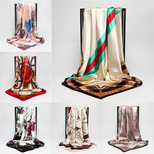 Silk Scarf Fashion Foulard Satin Shawl Scarfs Big Size 90*90cm Square Silk Scarves Women Bandana