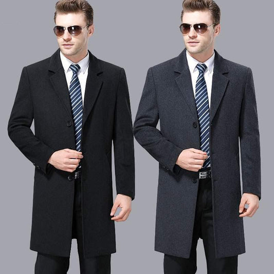 Medium and long section Woolen coat  Large size Windbreaker Men's clothes Autumn And Winter