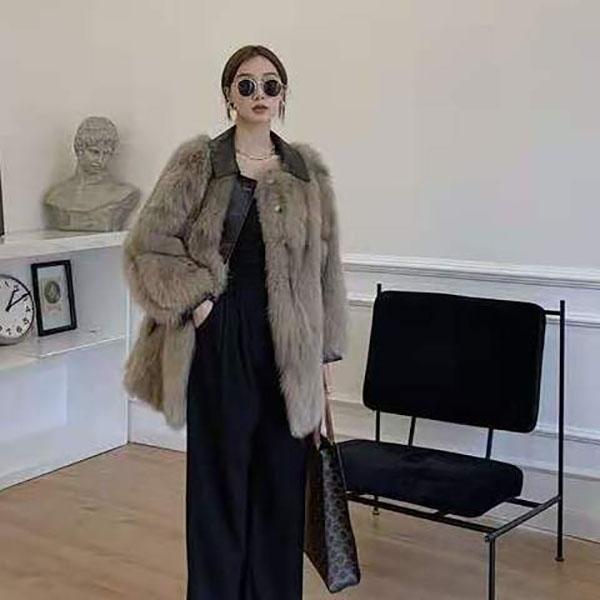 Winter Warm Faux Fox Fur Coat Thickened and Thin Long Fur Coat