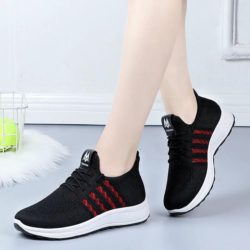 Women's Casual Sneakers Breathable Mesh Sports Shoes Mother Soft Sole Lightweight Non Slip Solid Color Shoes