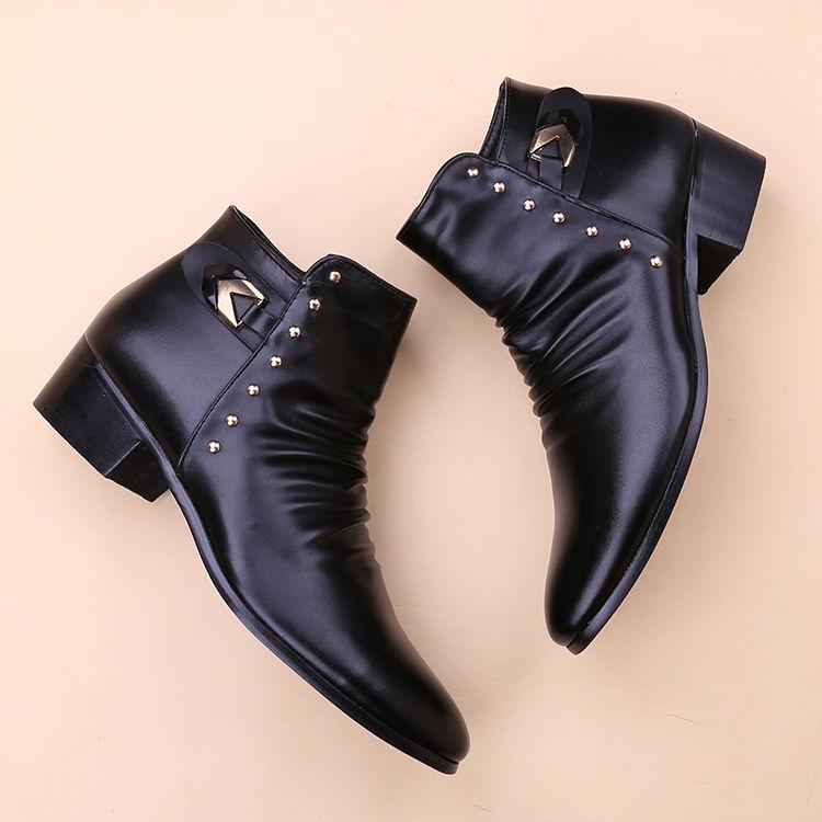 Men's Martin Boots Pointed Toe Leather Boots British Style Ankle Boots Men's Boots High Top Shoes