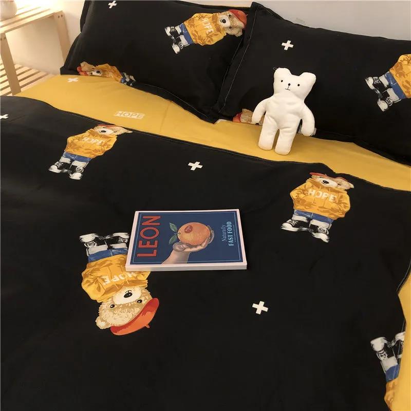 Gray Cosmic Starry Sky Four-piece Bedding Single and Double Quilt Cover Dormitory Cotton Bed Linen Set Quilt Cover Bed Sheet Pillowcase Bedding