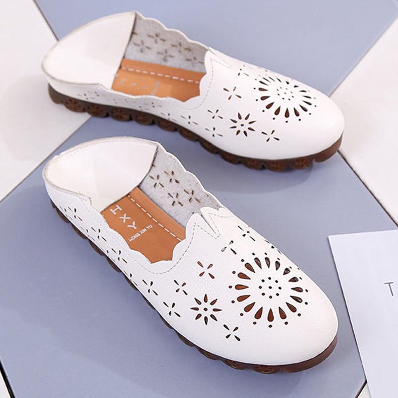 Summer Two-wear Flat Shoes Women's Loafers All-match Hollow Shoes Korean Bow Shoes