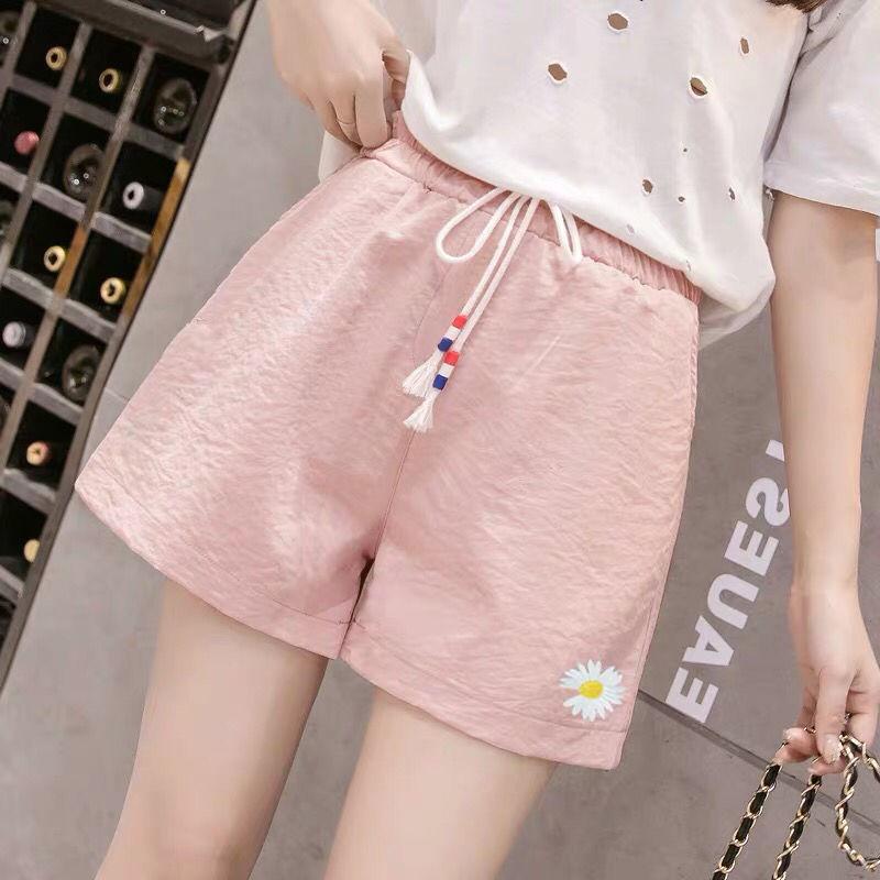 Small Daisy Cotton and Linen Sports Shorts Women's Loose Thin Section Was Thin High-waisted Wide-leg Pants Wearing All-match Casual Shorts