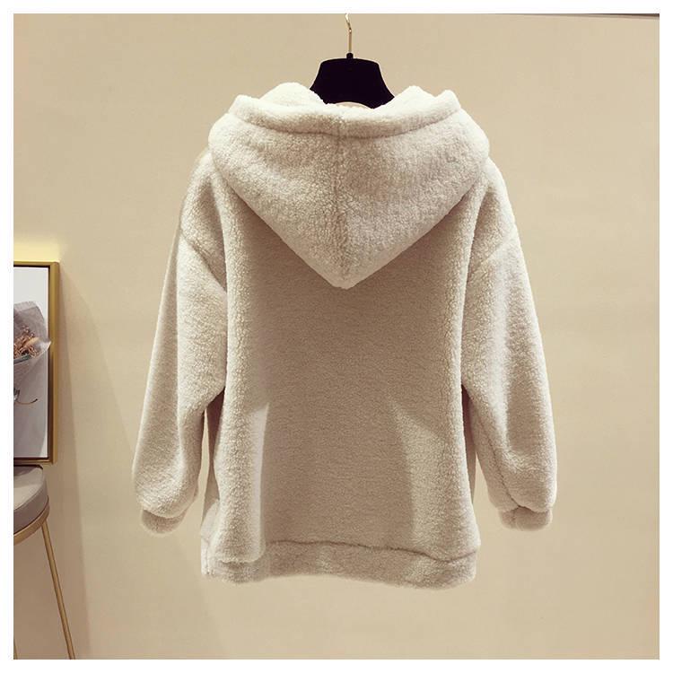 Cotton Women's Sweatshirt Wild Large Size Long Sleeve Warm Hood Top Autumn Winter Sweatshirt