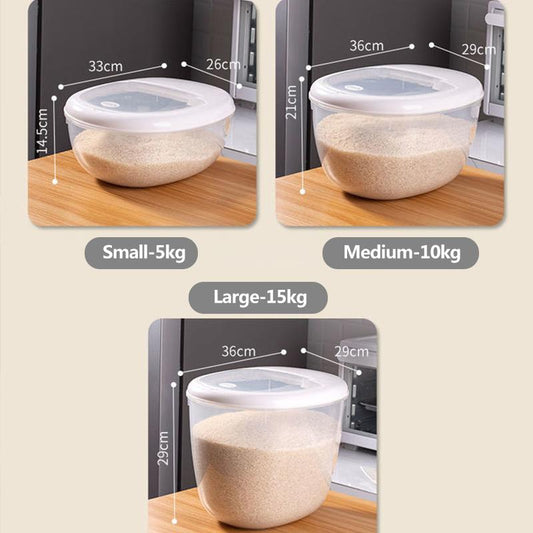 5kg/10kg/15kg Kitchen Rice Bucket Insect-proof and Moisture-proof Rice Storage Box Household Sealed Case and Rice Box Storage Organizer