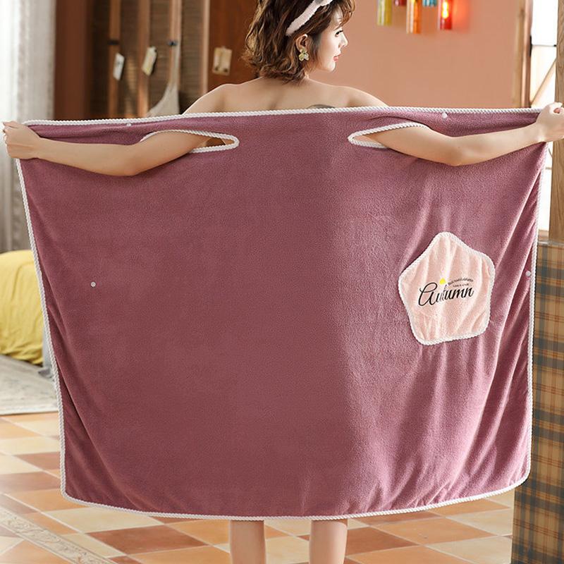 Wearable Bath Towels Female Towels Adult Cute Bath Skirts Softer and Faster-drying Than Pure Cotton Absorbent Coral Fleece Fabric