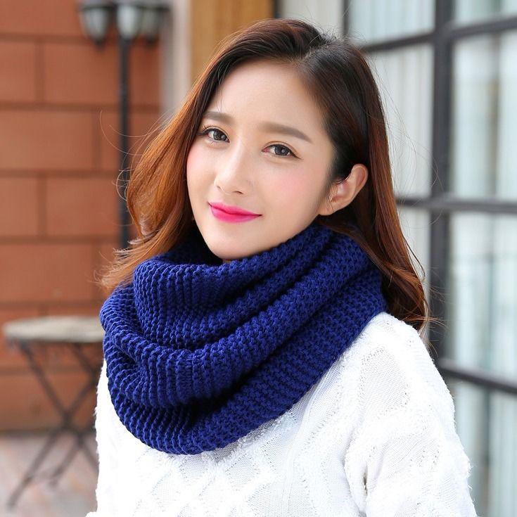 Women's Knitted Inch Scarf Knitted Warm Round Neck Scarf