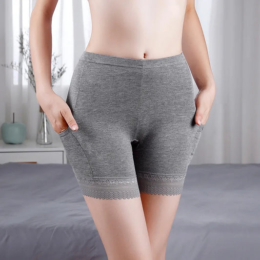 Safety Pants Anti-light Pockets Women's Summer Large Size Insurance Pants Women's Skin-friendly Breathable Thin Three-point Leggings Women's Thin Section