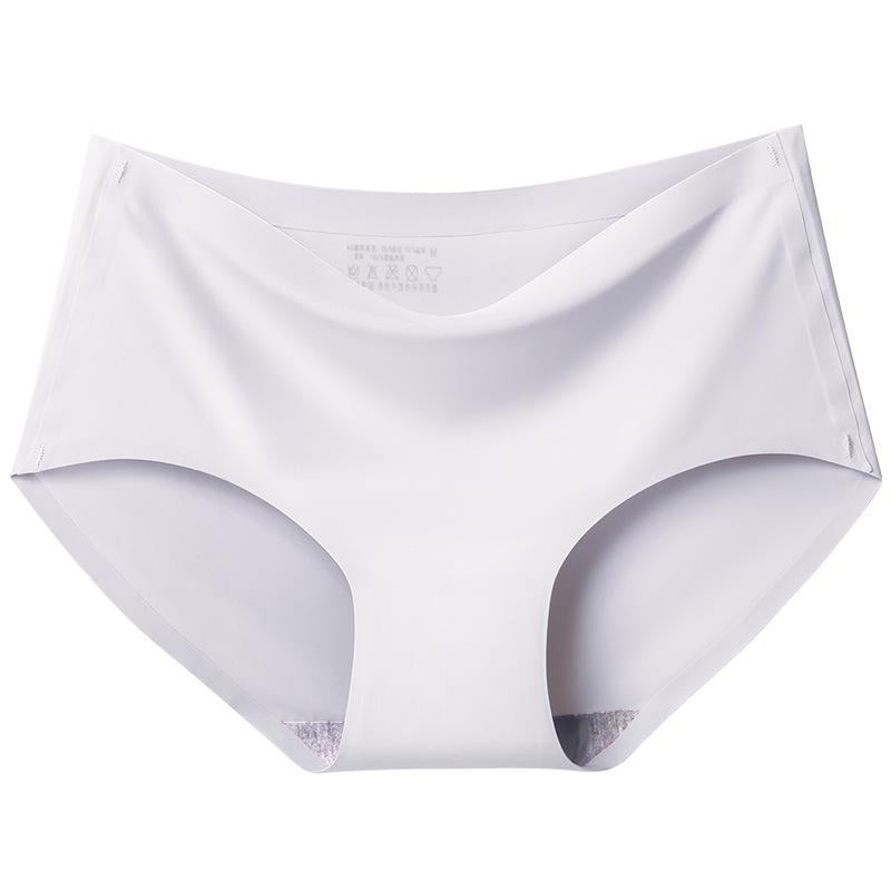 4Pcs/Set Ice Silk Seamless Underpants Women's Mid-waist Large Size Solid Color Thin Soft Briefs