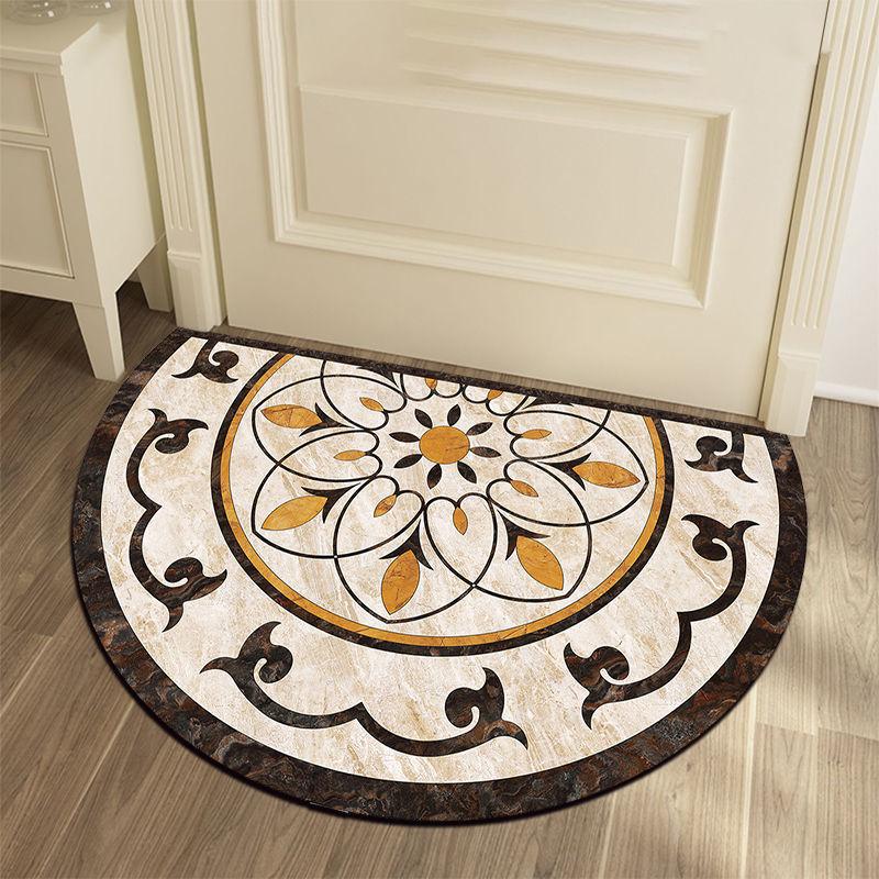 Modern and Simple European Style Semicircular Door Mat Entrance Door Mat 50*80cm Home Bedroom Entrance Carpet Mat Non-slip