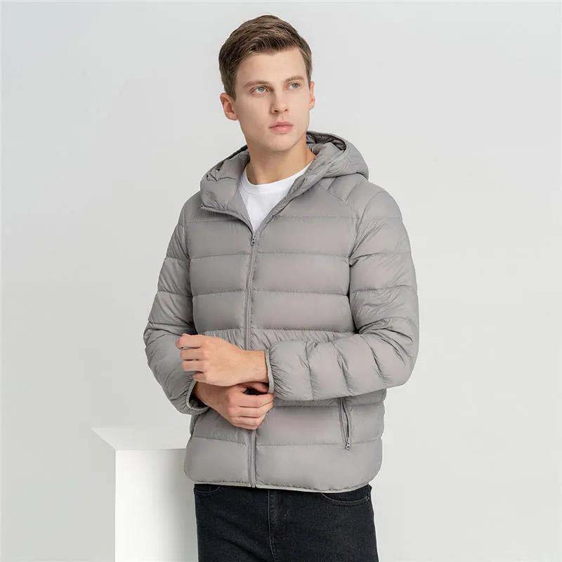 Winter Padded Jacket Mens Brand Thin Duck Down Collar Casual Warm Coats Outerwear Parka Jackets  Down Jackets