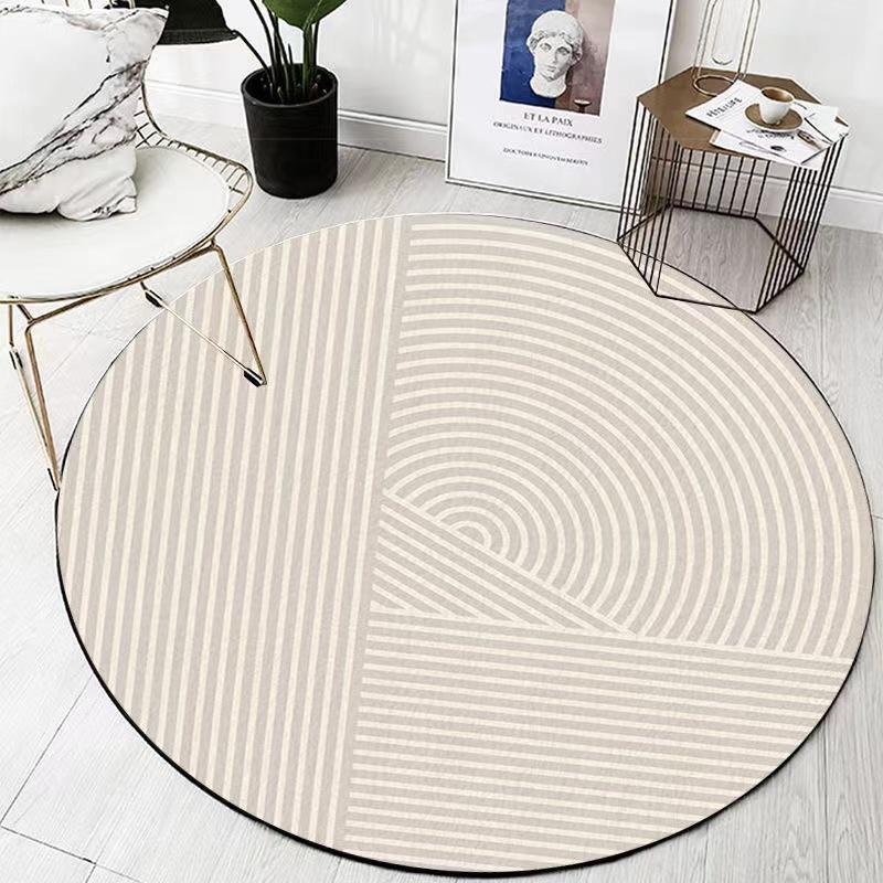 Round Carpet Fangyangr Living Room Bedroom Thickened Pole Line Bedside Blanket Northern European Retro Irregular Tea Blanket