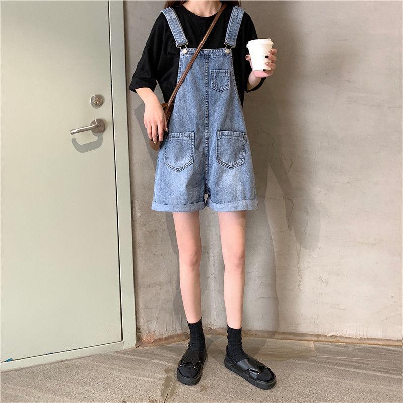 WTEMPO Woman Jeans Romper Pants Summer Denim Jumpsuit  Pockets Sleeveless Adjusted Overalls