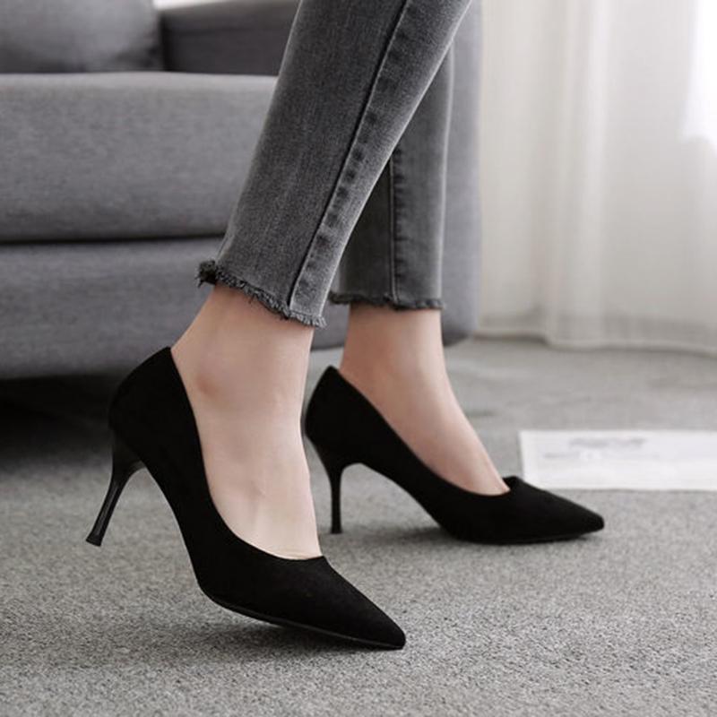 High Heels Female Stiletto Black Pointed Toe French Girl Temperament Spring and Autumn Girl Shallow Mouth Single Shoes Summer