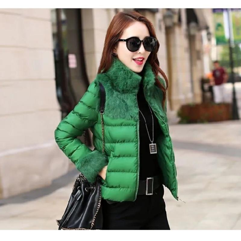 Women's Rabbit Fur Down Padded Jacket Short Cotton Down Jacket Winter All-match Warm Jacket Small Padded Jacket Women