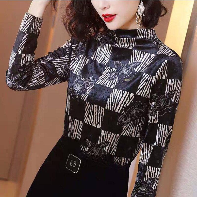 Thick Winter Velvet Top Turtleneck Pullovers Long Sleeve Women Velvet Sweater Shirt  plus size Lady