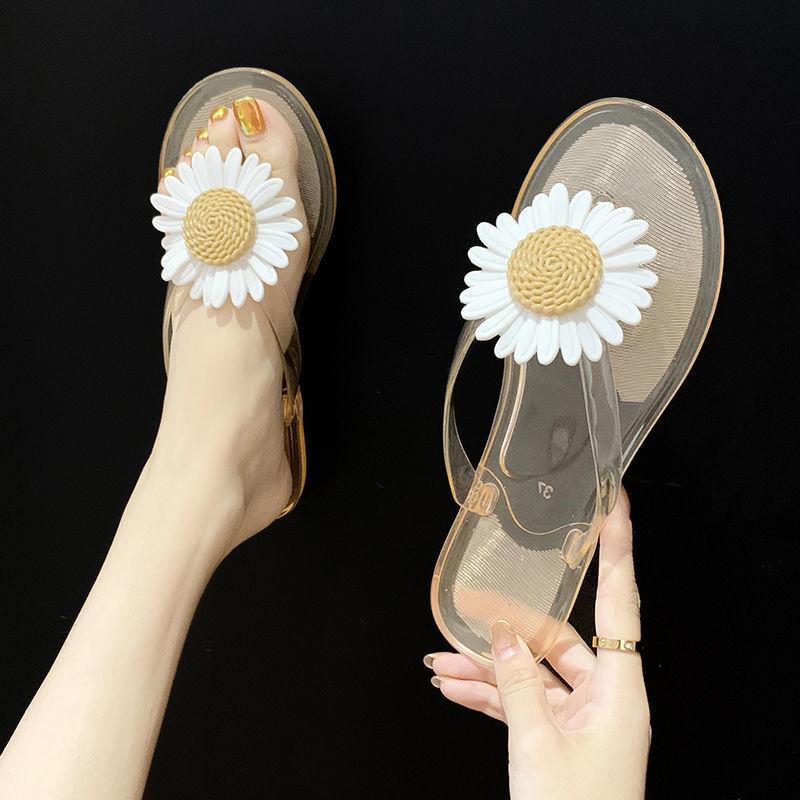 Flip-flops Women Wear Small Daisies In Summer All-match Ladies Flat-bottom Beach Sandals and Slippers Casual Sandals for Bathing At Home