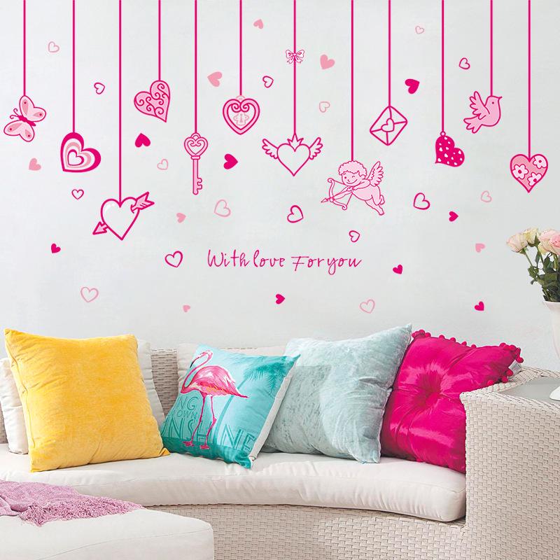 Love Cupid Children's Room Kindergarten Room Decoration wall Stickers romantic love pink wallpaper