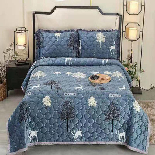 3pcs/set Three-piece Thick Crystal Velvet Bed Sheet Set  Winter Warmth Double-sided Short Velvet Blanket Pillowcases Three-piece Set