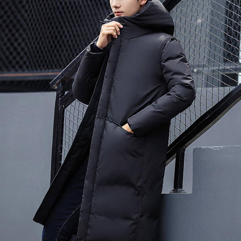 Winter Men's Down Jacket Medium Length Thickened Student Korean Coat Trend White Duck Down Handsome Coat