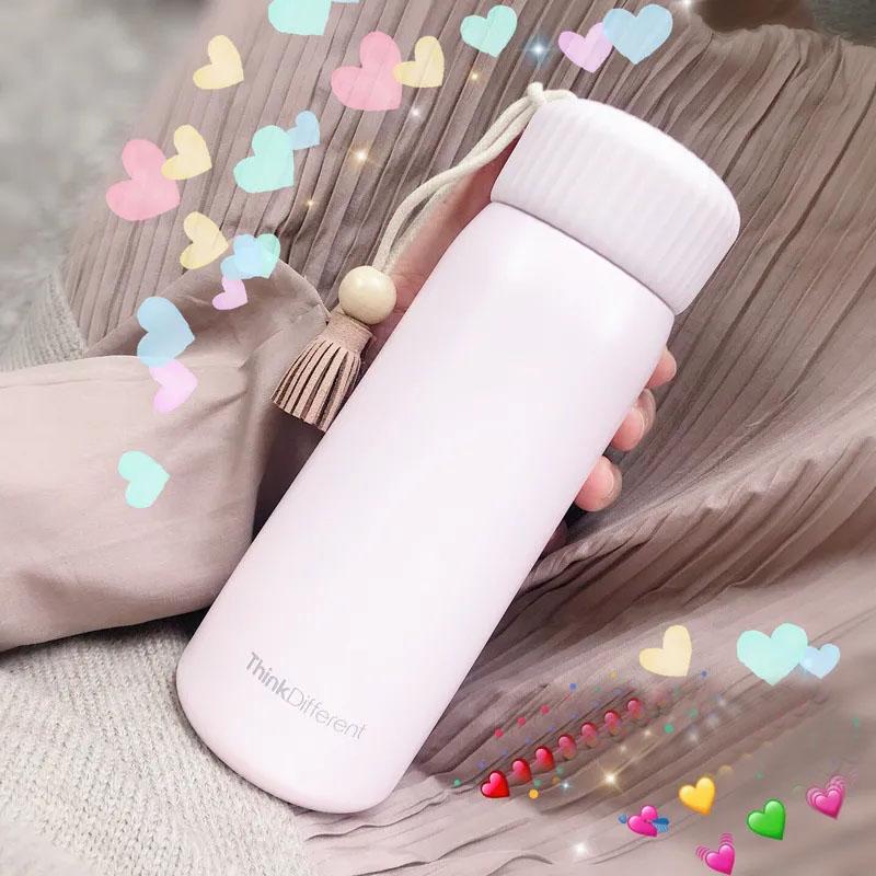 Japanese Vacuum Flask Ladies Cute Simple Children Tassel Portable Water Cup 400ml Vacuum Flask