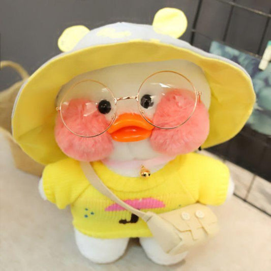 Children's Lovely Little Duck Plush Toys Soft Wear Sweater and Hat Duck Dolls Cute Glasses Shoulder Bag Plush Ducks Doll Kid's Birthday Gifts